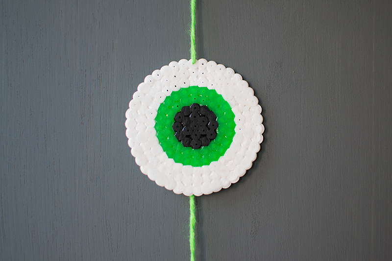 Spooky Dangling Eyeballs Made From Hama Beads