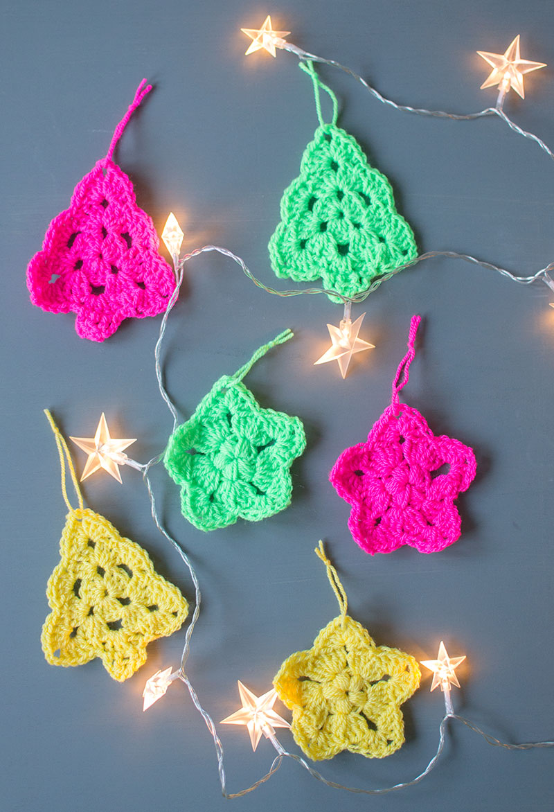 Crochet Christmas Tree And Star Ornaments - Let's Do Something Crafty