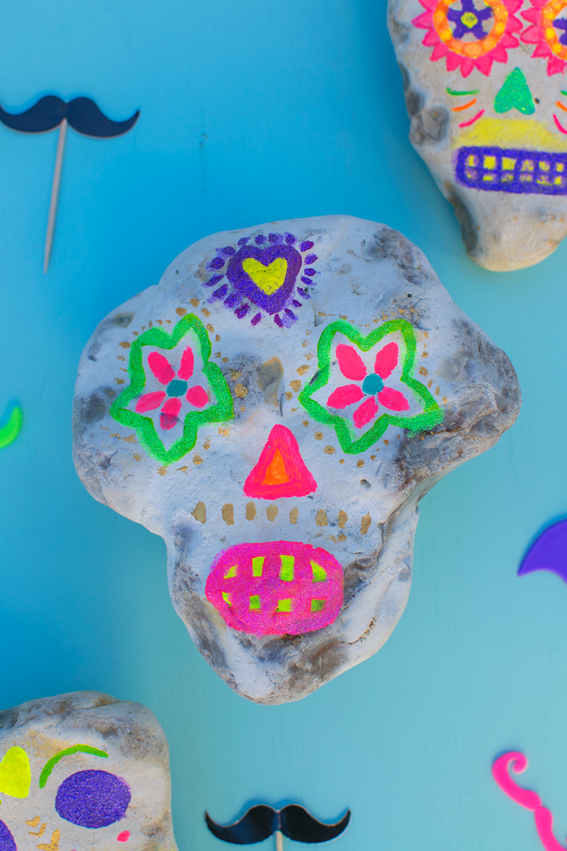 Sugar Skull Rocks Using Puffy Paint