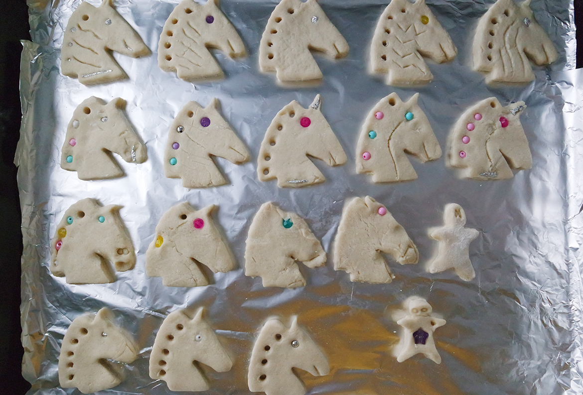 how to make rainbow unicorn salt-dough ornaments